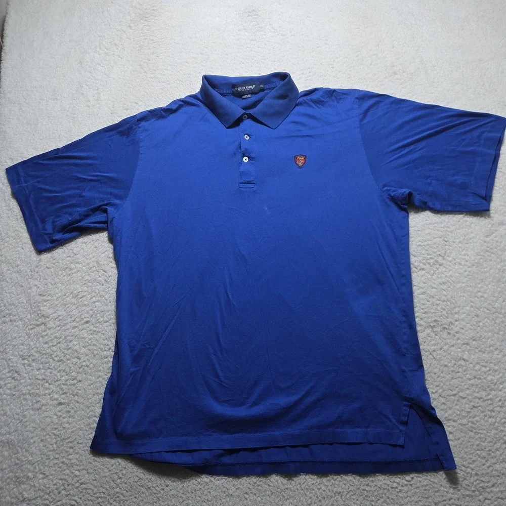 Vintage 90s Polo Golf Ralph Lauren Polo Men's XL Blue Single Stitch Chest Crest